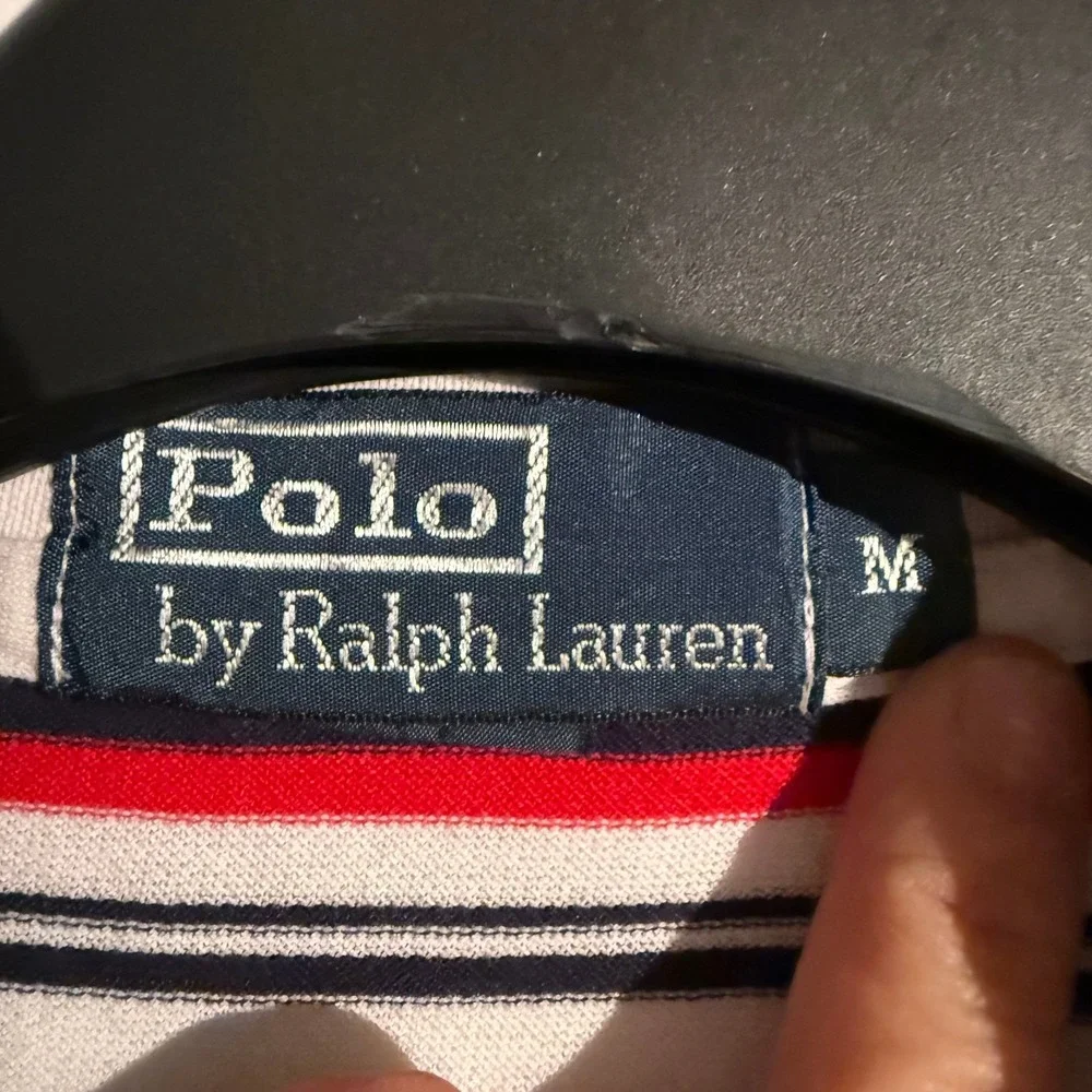 Y2K Polo‎ Ralph Lauren Medium Polo Striped Shirt Red White Blue Yellow PONY